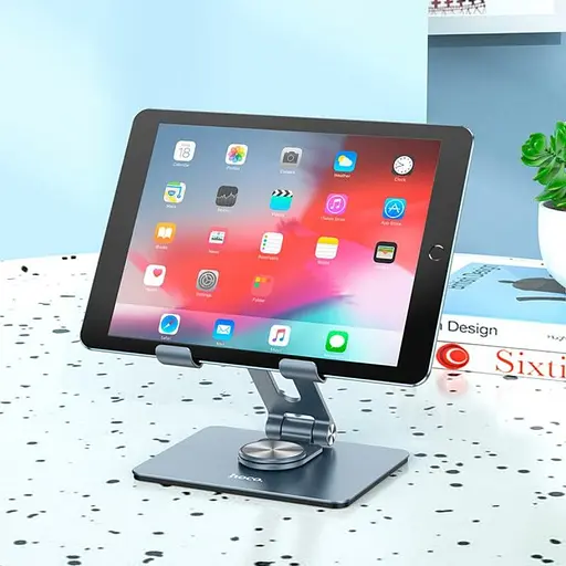Підставка для ноутбука Hoco PH52 Might metal rotating tablet desktop holder Metal Gray - фото 7