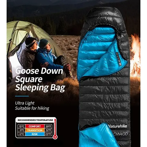 Пуховий спальний мішок Naturehike CW400 розмір L (NH18C400-D) Чорний - фото 7