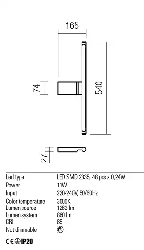 Бра Redo ALF AP LED 11.5W 3000K WH (4.1.2) 01-1228 - фото 3