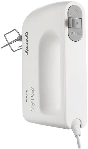 Міксер Gorenje M360CW, White, 345W, ручний, 5 швидкостей, насадки: вінчики та гаки для тіста, турбо-режим - фото 3