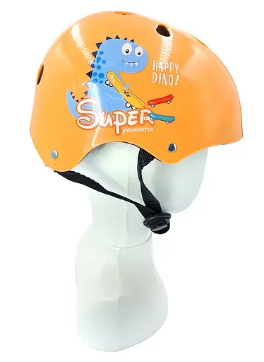 Комплект детского шлема и защиты Yongkang GB24429-2009 S (5–9 лет) оранжевый динозавр (G0001138) - фото 2