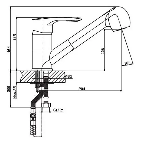 Змішувач для кухні Haiba HANSBERG 014 хром з висувною лійкою HB0208 - фото 2