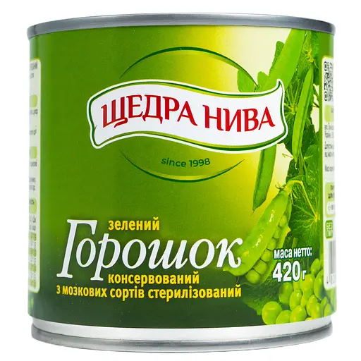 Горошок Щедра Нива консервований 420 г (901676) - фото 1