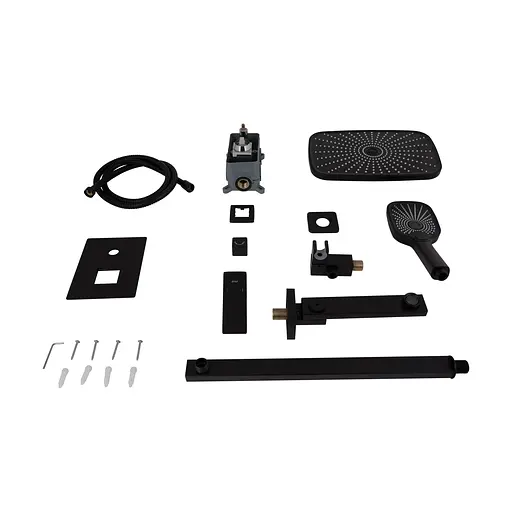 Душова система універсальна Qtap Gemini прихованого монтажу на три споживача QTGEM114BLM45703 Black matt, Чорний матовий - фото 8