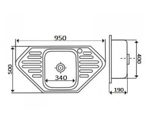 Мийка кухонна Kraft 9550 E Satin 2 крила 950х500х180x0,8 мм Нержавіюча сталь 30412 - фото 2