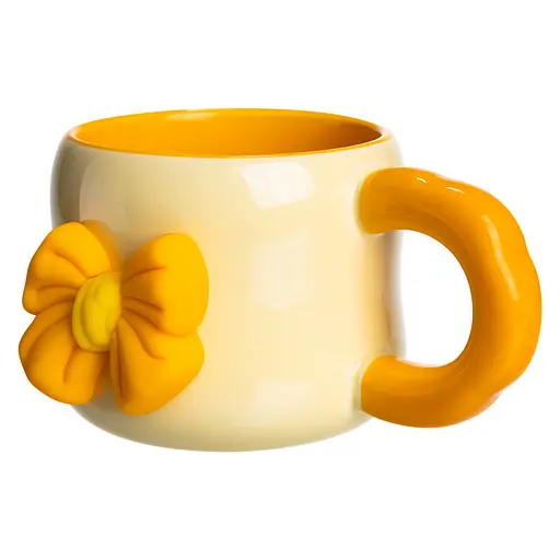 Чашка фарфоровая Yiwu с магнитом 400 мл бежевый с оранжевым Yiwu FM-52A - фото 3