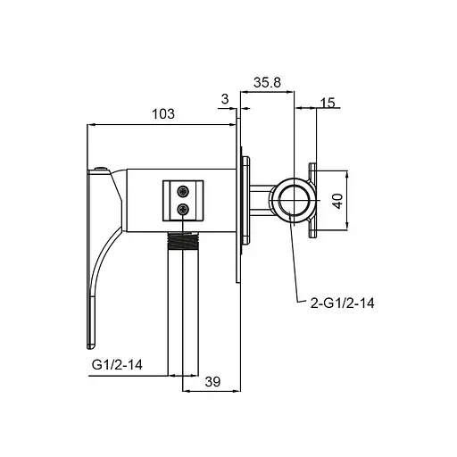 Гігієнічний душ прихованого монтажу Koer KB-23010-01 KR3496, Хром - фото 2