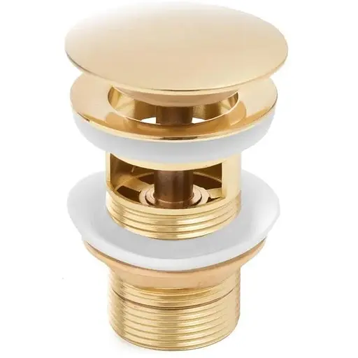 Донний клапан для умивальника Yoka click-clack L.gold з переливом BK.POP-14-ZP-GLD, Золотий - фото 1