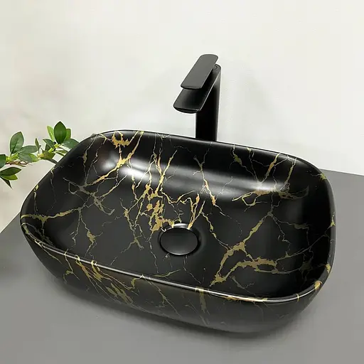 Умивальник VBI Ravenna marble black matt накладний VBI-011209, Чорний матовий - фото 1