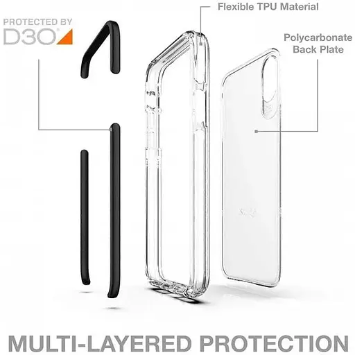 Чехол Gear4 Piccadilly D3O для iPhone X / iPhone XS Black + Прозрачный - фото 4