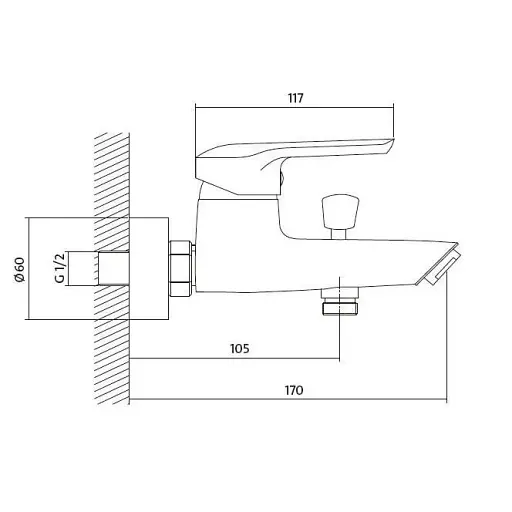 Смеситель для ванны и душа Cersanit Avedo S951-014 однорычажный Хром 30412 - фото 3