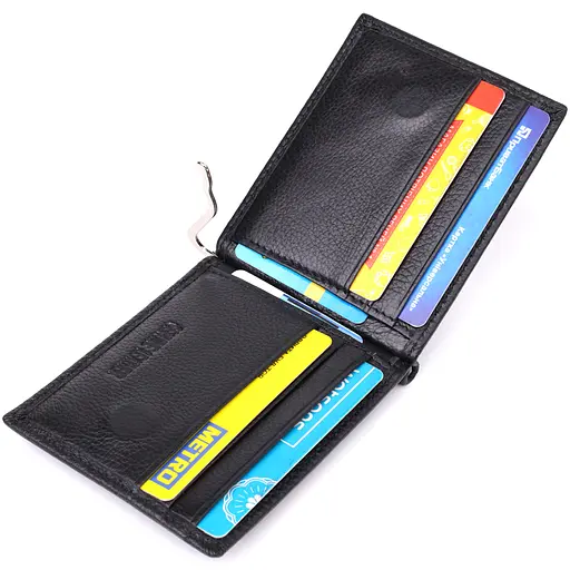 Чоловічий гаманець з металевим затискачем із натуральної шкіри ST Leather 11х8.5х1 см acs0029630 - фото 6