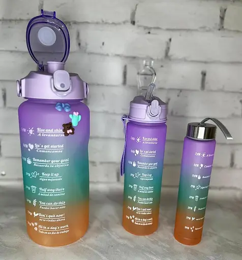 Набор силиконовых фитнес бутылок Beautiful Sport 3в1 500 мл, 900 мл, 2000 мл спортивные фляги - фото 3