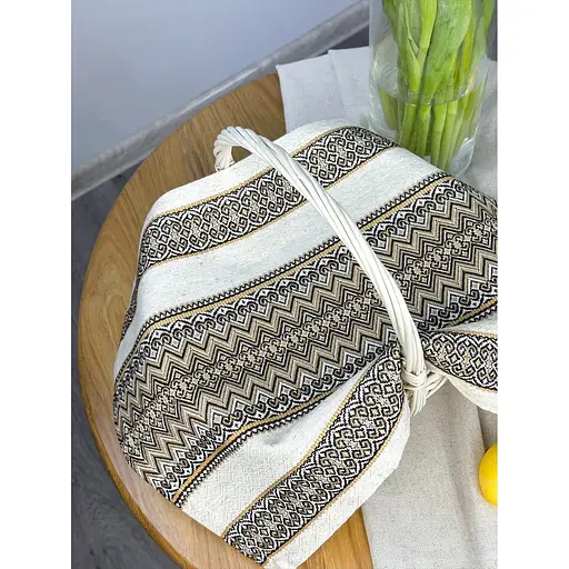 Пасхальное полотенце льняное для корзины Рандеву 45х30 см Коричневый - фото 5