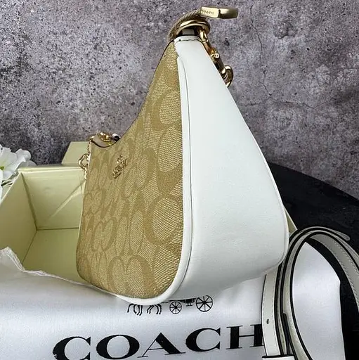 Сумка жіноча з двома ручками (Бежевий з білим) - фото 4