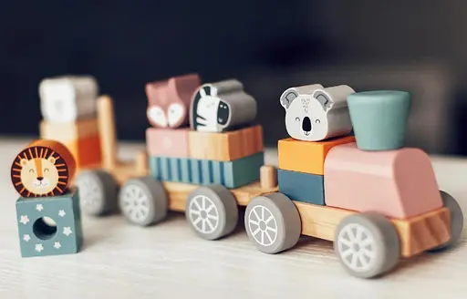 Дерев'яний поїзд Viga Toys PolarB зі Звірятами 44015 Конструктор поїзд - фото 3