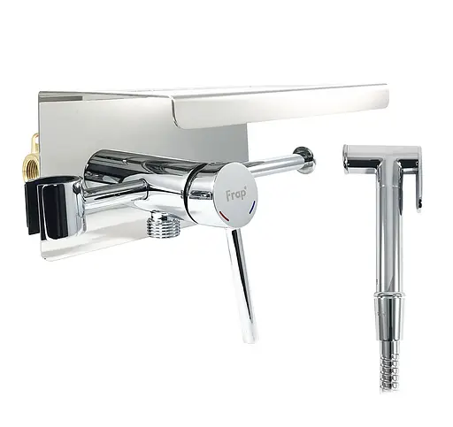 Гігієнічний душ з поличкою + тримач паперу 35 Frap 1/10, Хром F7516 - фото 1