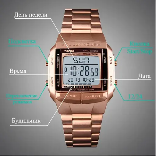 Спортивний годинник Skmei Illuminator Рожевий - фото 6