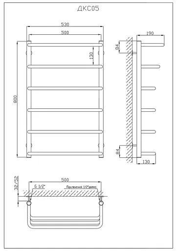 Водяной полотенцесушитель Kosser Каскад Скоба 800x530/6 ДКС05, Хром - фото 5