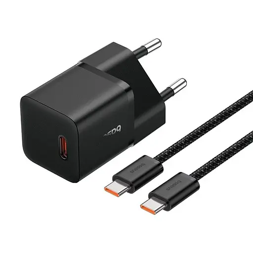 Сетевой адаптер Baseus GaN5 Fast Charger (mini) | 1Type-C, 20W/3A, PD/QC| (с C до C 100W 1м cable) - фото 1