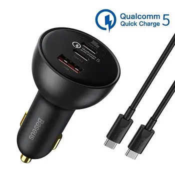 Автозарядный + кабель 100W Baseus Superme Digital PPS DUAL USB-A + USB-C QC 5.0 (TZCCZX-01) - фото 3