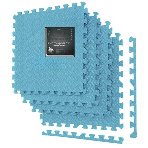 Мат-пазл (ласточкин хвост) PowerPlay EVA Puzzle Mat 120 x 120 x 1.2 cм Голубой (PP_4414_Light_Blue) - фото 1