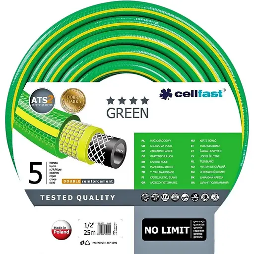 Шланг садовий Cellfast 15-100 (GREEN ATS 1/2'' 25m)