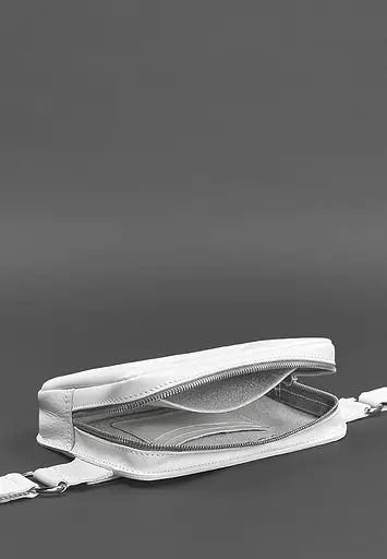Шкіряна жіноча поясна сумка Dropbag Mini біла - фото 6