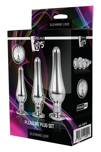 Анальна пробка Gleaming Love Pleasure Plug Set 3 шт. (сріблястий) - фото 4