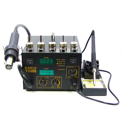 Паяльная станция Baku BK702B/BK702L компрессорная, фен, паяльник - фото 7