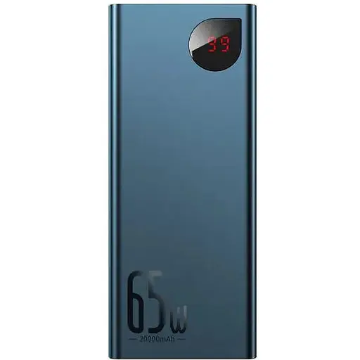 Павербанк Baseus Adaman Metal мощный для ноутбуков телефонов 20000 mAh 65W синий + кабель USB to Type-C - фото 2