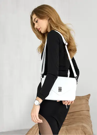 Женская сумка Sambag Leoma Shine белая 25*7*17 см (54050008) - фото 4