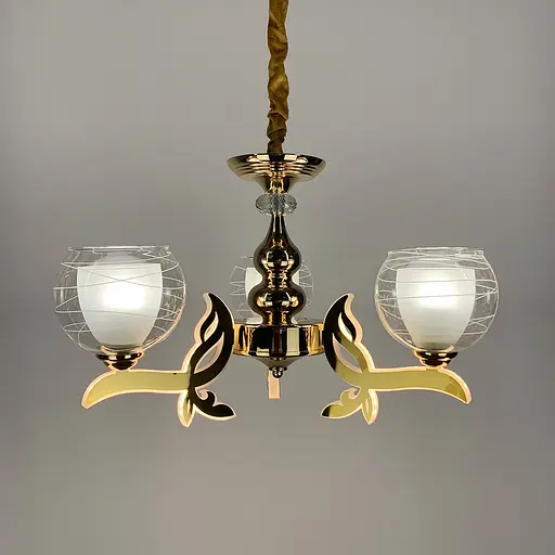 Люстра со светодиодным золотым корпусом и 3 двойных плафона Line.F 81181/3 GD - фото 1