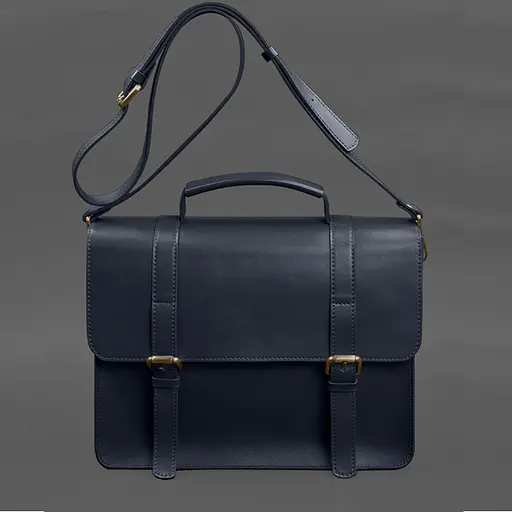 Шкіряна сумка-портфель Porte синій - фото 9