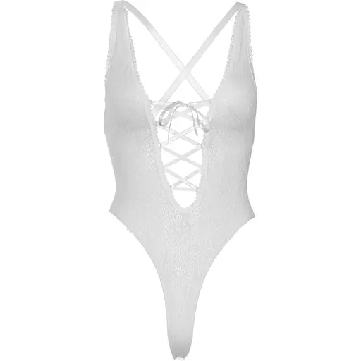 Мереживне боді Leg Avenue Floral lace Thong teddy White, One Size - фото 8