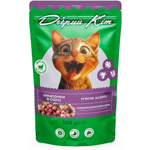 Вологий корм Добрий Кіт м'ясне асорті 100 г