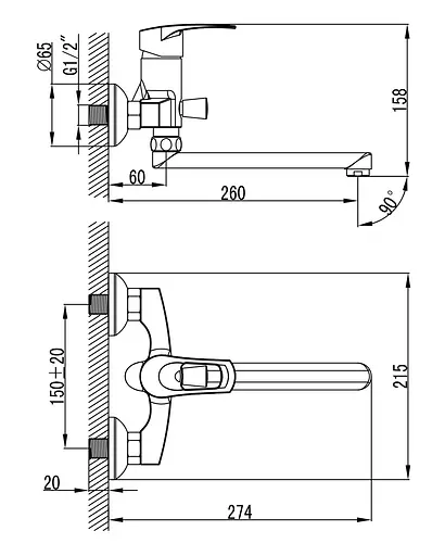 Змішувач для ванни Imprese Lidice 35095 Хром - фото 2