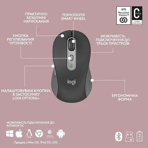 Комплект (клавиатура, мышь) беспроводной Logitech Signature Slim Combo MK950 Graphite (920-012490) - фото 10