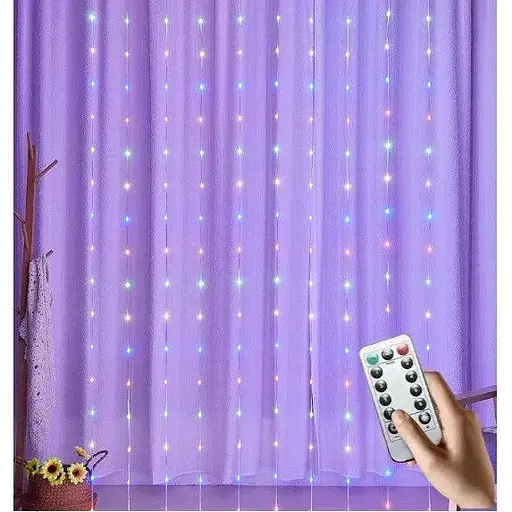 Гирлянда штора LED Star Sun Lamp большие капли росы 3х2.5 метра 200 LED RGB с пультом