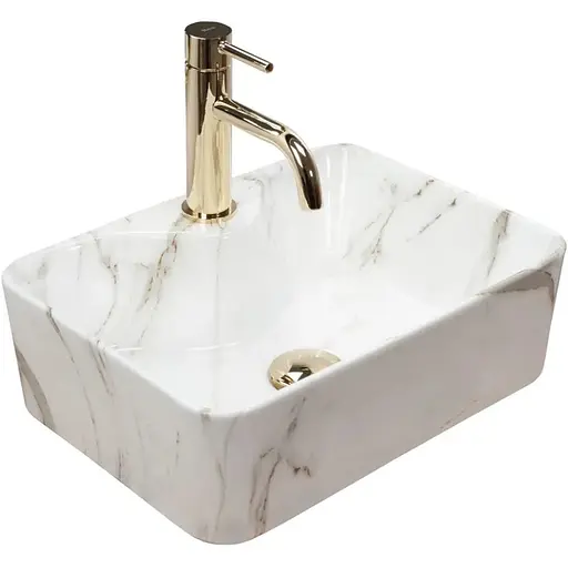 Умивальник Rea Kelly Mini Shiny Aiax накладний мармур REA-U6504, Мармур - фото 1
