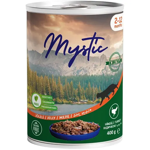 Влажный корм для котят Mystic кусочки индейка в желе 400 г (609126) - фото 1