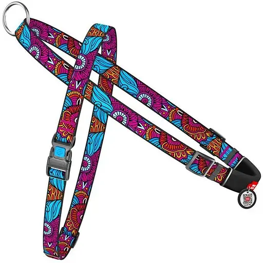 Шлейка для собак Waudog Nylon быстросъемная с QR паспортом, рисунок "Лето", пластиковый фастекс