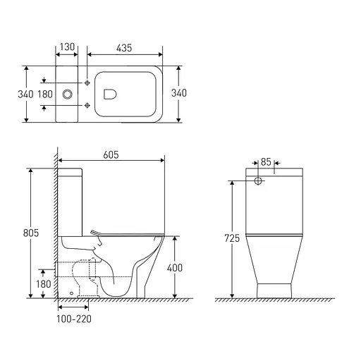 Унитаз-компакт Volle Leon Rey Rimless 13-11-858, Белый - фото 4