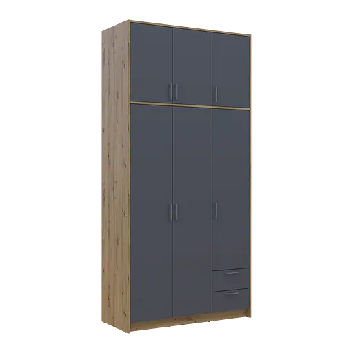 Шкаф для одежды Doros Ронди с высокой антресолей Дуб Артизан/Графит 3 ДСП 121х52х260 (42005187) - фото 6