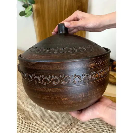 Супник 4 літра керамічний (глиняний) різьблений - фото 4