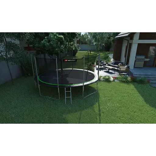 Батут Hop-Sport 16ft (488см) чорно-зелений з внутрішньою сіткою - фото 3