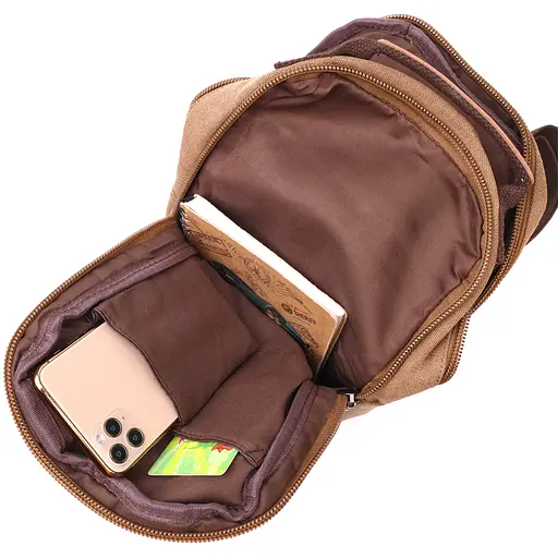 Вертикальная мужская сумка через плечо из плотного текстиля Vintage 19х32х9 см sum0028968 - фото 8