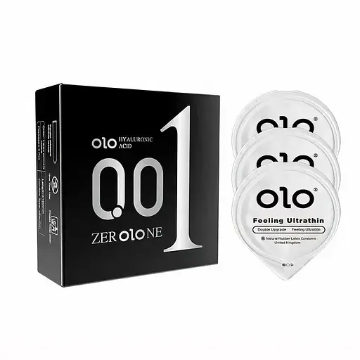 Гладкие презервативы ультратонкие Olo Feelihg Ultrathin 0,01мм двойная смазка M 51-54 мм 3 шт - фото 1