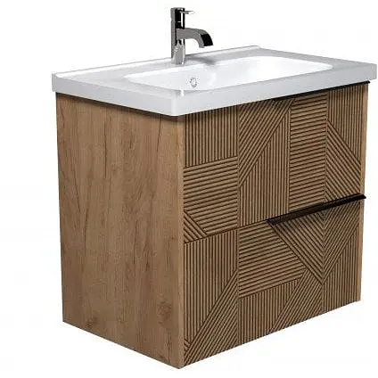 Тумба Мойдодир Cubic 70-A з умивальником ID-70 дуб обпалений - фото 1