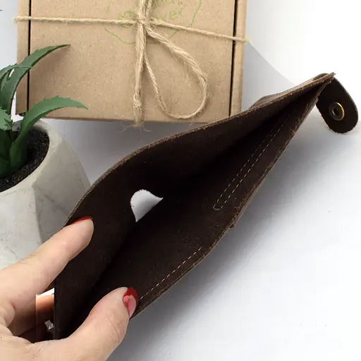 Портмоне мужское кожаное  на кнопке Handycover HC0028 коричневое - фото 5